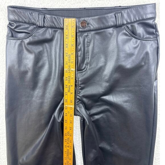 Womens Faux Leather Pants Wide Leg Elastic Zip Button High Waist XL Soft Lining - Picture 8 of 10